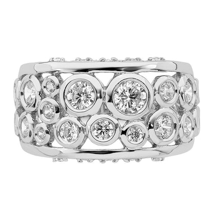 Sterlingsilber Rhodiniert Zargenfassung Set Fantasie Zirkonia Ring