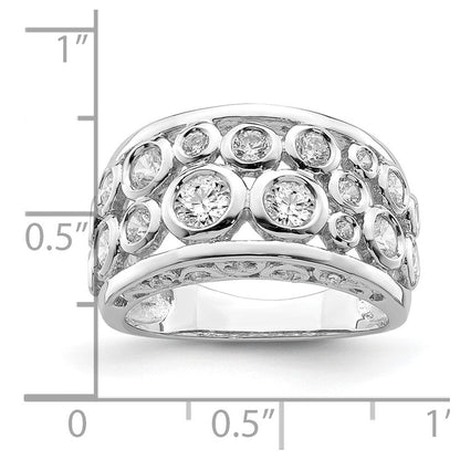 Sterlingsilber Rhodiniert Zargenfassung Set Fantasie Zirkonia Ring