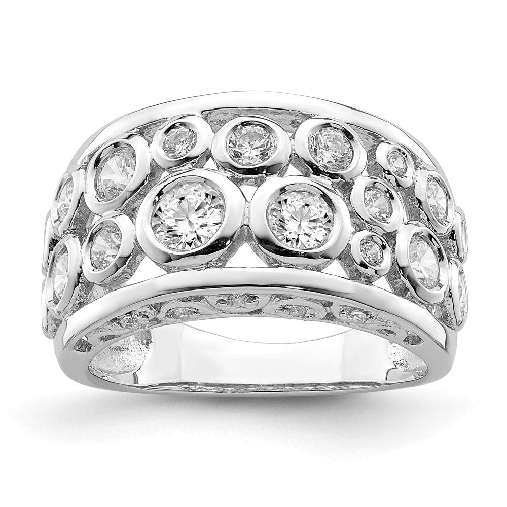 Sterlingsilber Rhodiniert Zargenfassung Set Fantasie Zirkonia Ring