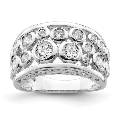 Sterlingsilber Rhodiniert Zargenfassung Set Fantasie Zirkonia Ring