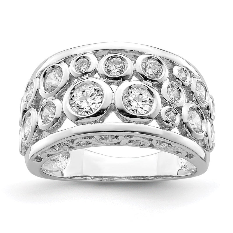 Sterlingsilber Rhodiniert Zargenfassung Set Fantasie Zirkonia Ring
