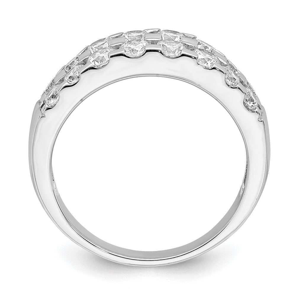 Sterlingsilber Rhodiniert 2 Reihe Zirkonia Ring (size 6 Nur)