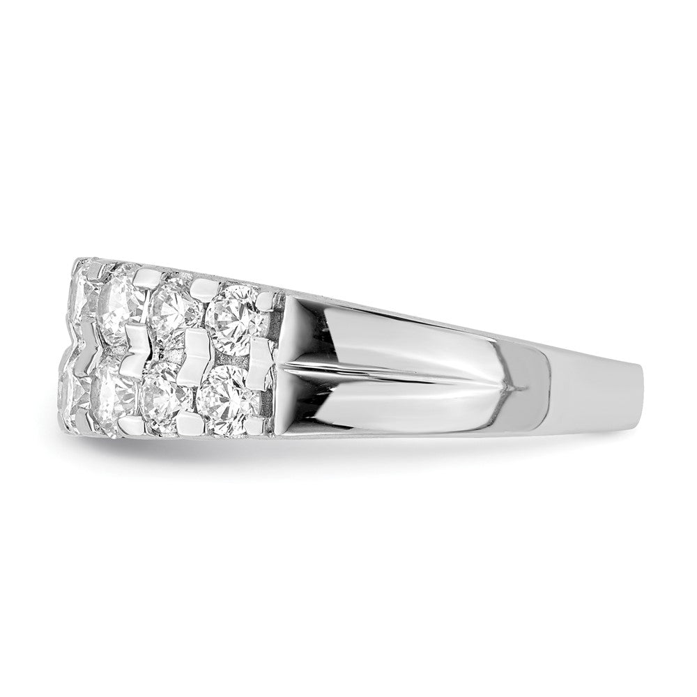 Sterlingsilber Rhodiniert 2 Reihe Zirkonia Ring (size 6 Nur)