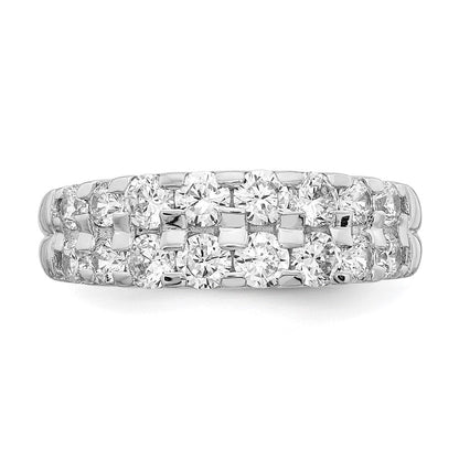 Sterlingsilber Rhodiniert 2 Reihe Zirkonia Ring (size 6 Nur)