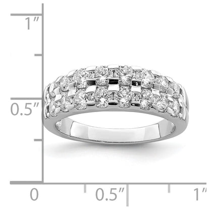 Sterlingsilber Rhodiniert 2 Reihe Zirkonia Ring (size 6 Nur)