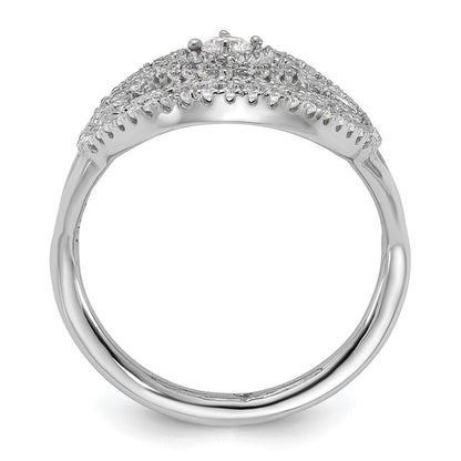 Sterlingsilber Rhodiniert Zirkonia Filigran Oval Ring