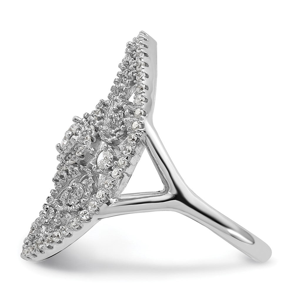 Sterlingsilber Rhodiniert Zirkonia Filigran Oval Ring