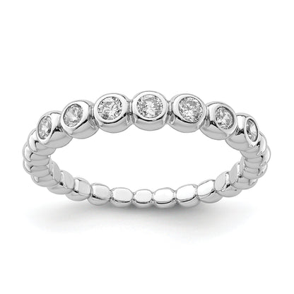 Sterlingsilber Rhodiniert Zirkonia Ring