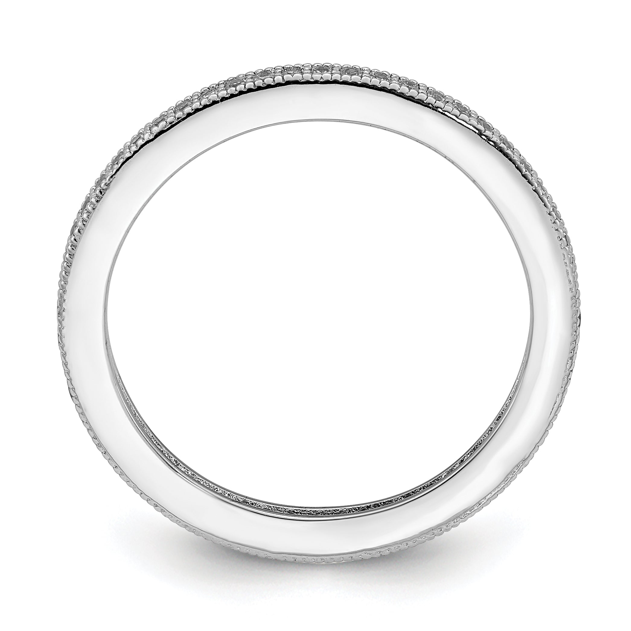 Sterlingsilber Rhodiniert Poliert Zirkonia Memoire Ring