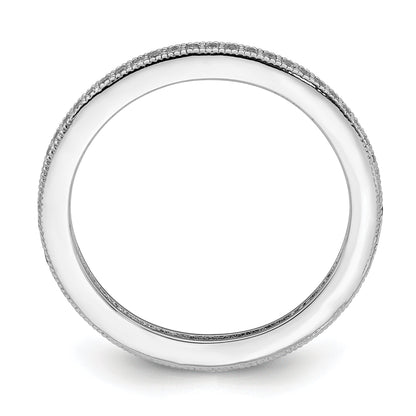 Sterlingsilber Rhodiniert Poliert Zirkonia Memoire Ring