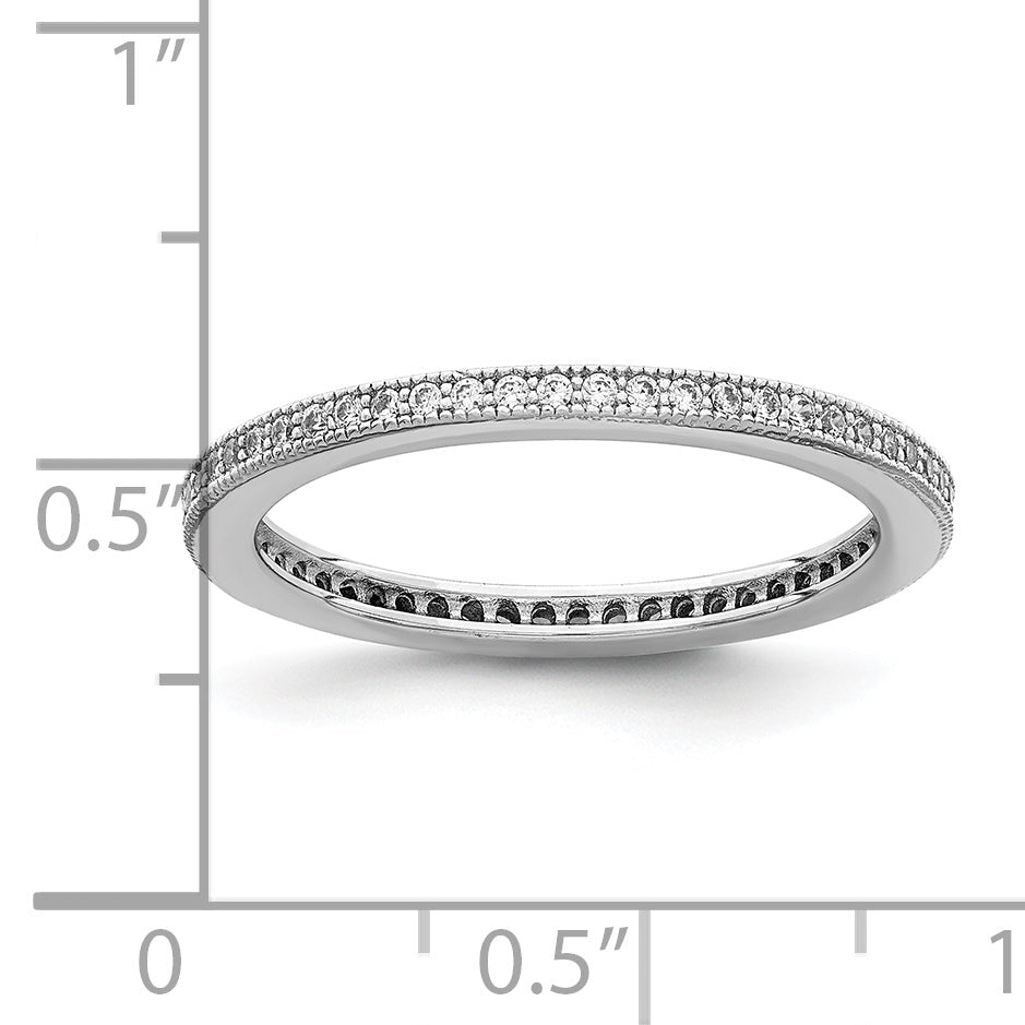 Sterlingsilber Rhodiniert Poliert Zirkonia Memoire Ring