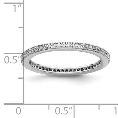 Sterlingsilber Rhodiniert Poliert Zirkonia Memoire Ring