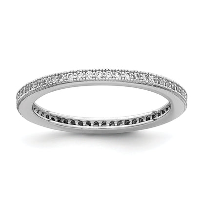 Sterlingsilber Rhodiniert Poliert Zirkonia Memoire Ring