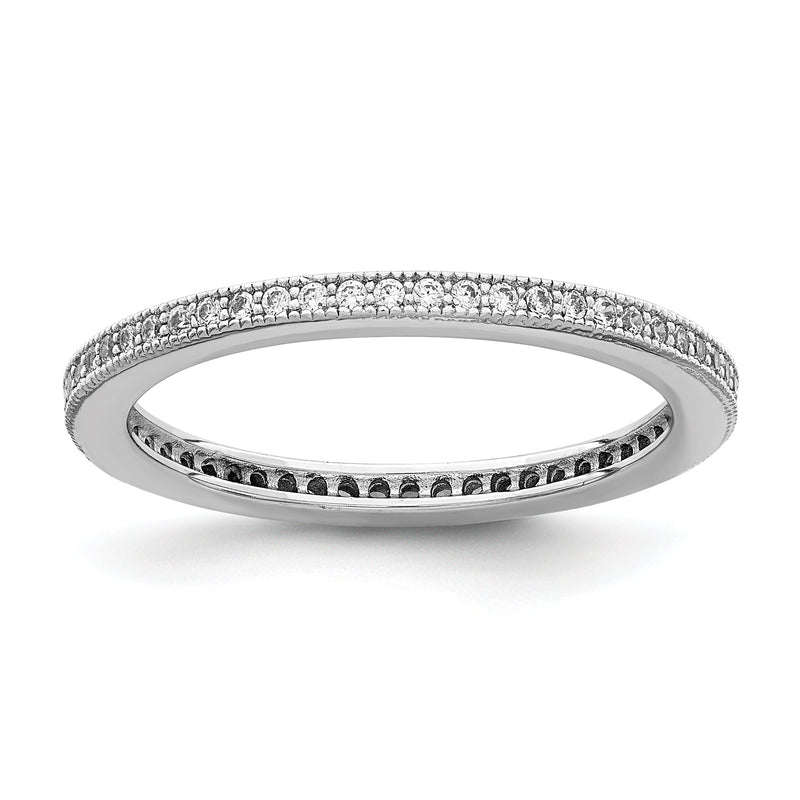Sterlingsilber Rhodiniert Poliert Zirkonia Memoire Ring