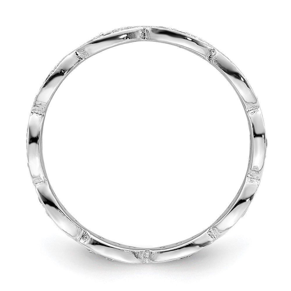 Sterlingsilber Rhodiniert Fantasie Gewellt Zirkonia Ring