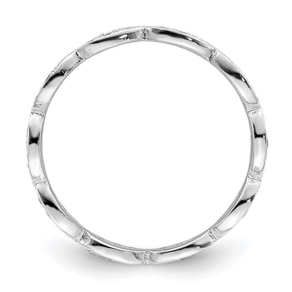 Sterlingsilber Rhodiniert Fantasie Gewellt Zirkonia Ring