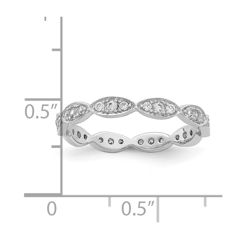 Sterlingsilber Rhodiniert Fantasie Gewellt Zirkonia Ring