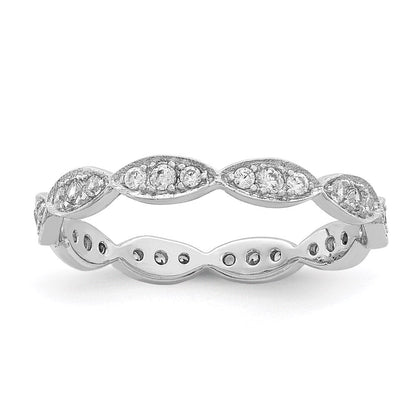 Sterlingsilber Rhodiniert Fantasie Gewellt Zirkonia Ring
