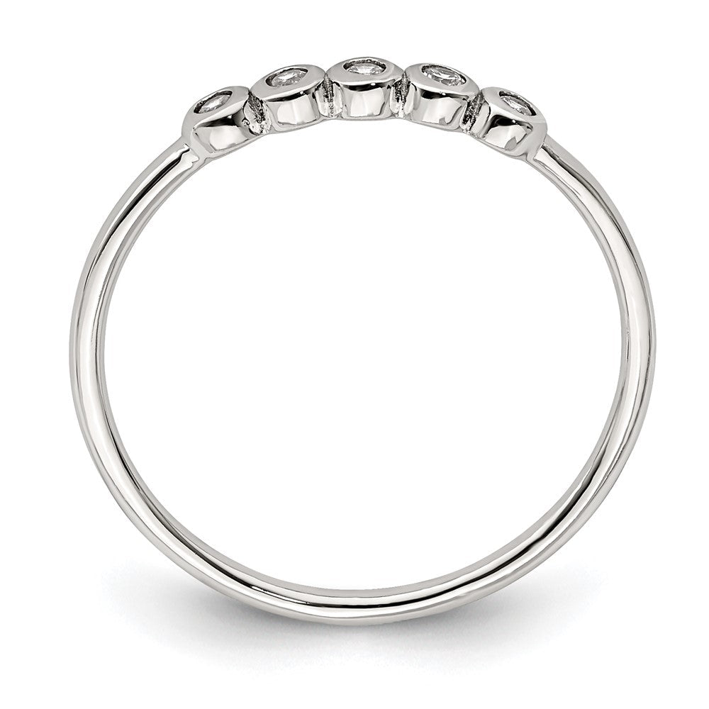 Sterlingsilber Rhodiniert 5 Zargenfassung Zirkonia Ring