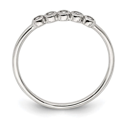 Sterlingsilber Rhodiniert 5 Zargenfassung Zirkonia Ring