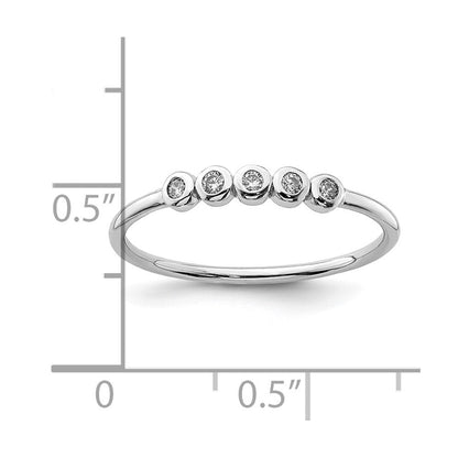 Sterlingsilber Rhodiniert 5 Zargenfassung Zirkonia Ring