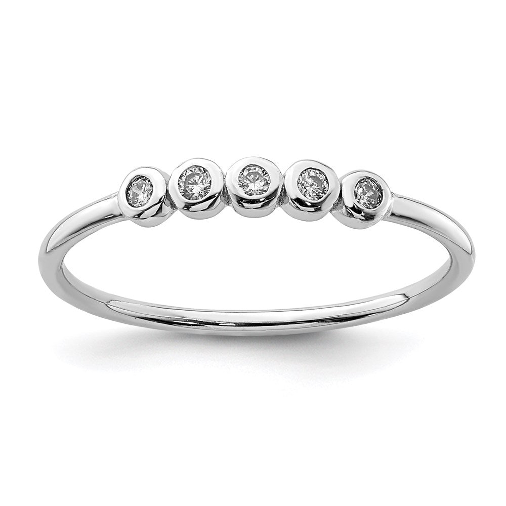 Sterlingsilber Rhodiniert 5 Zargenfassung Zirkonia Ring