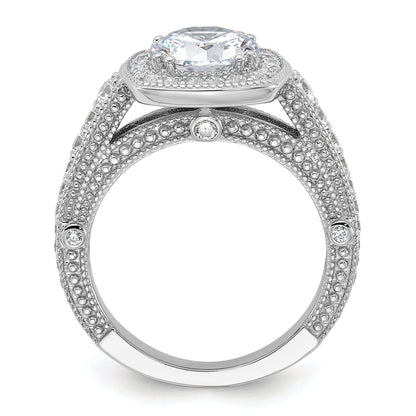 Sterlingsilber Rhodiniert 8mm Mittig Zirkonia Heiligenschein Ring