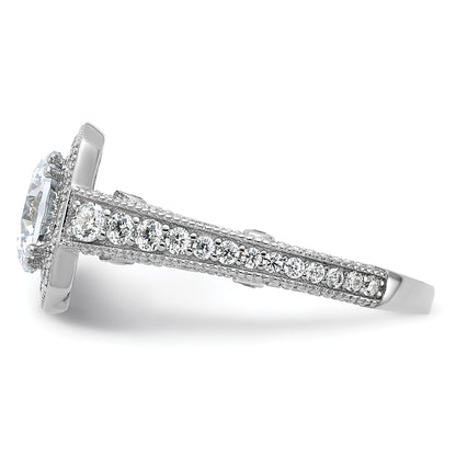 Sterlingsilber Rhodiniert 8mm Mittig Zirkonia Heiligenschein Ring