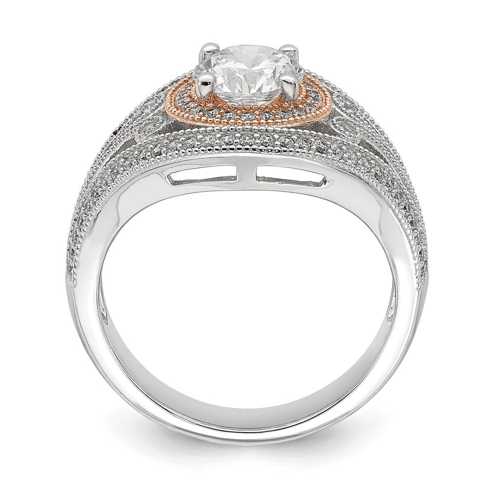 Sterlingsilber Rhodiniert & Roséfarben Zirkonia Ring