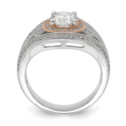 Sterlingsilber Rhodiniert & Roséfarben Zirkonia Ring