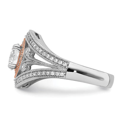 Sterlingsilber Rhodiniert & Roséfarben Zirkonia Ring