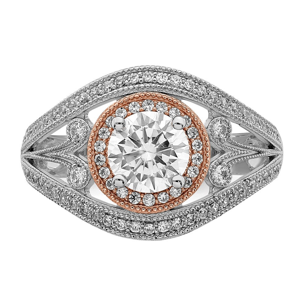 Sterlingsilber Rhodiniert & Roséfarben Zirkonia Ring