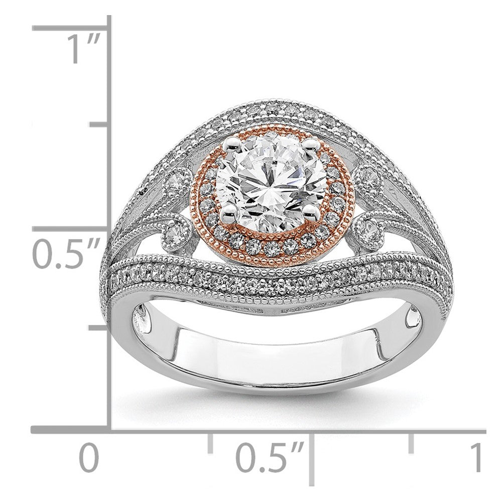 Sterlingsilber Rhodiniert & Roséfarben Zirkonia Ring
