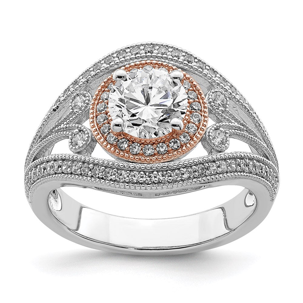 Sterlingsilber Rhodiniert & Roséfarben Zirkonia Ring