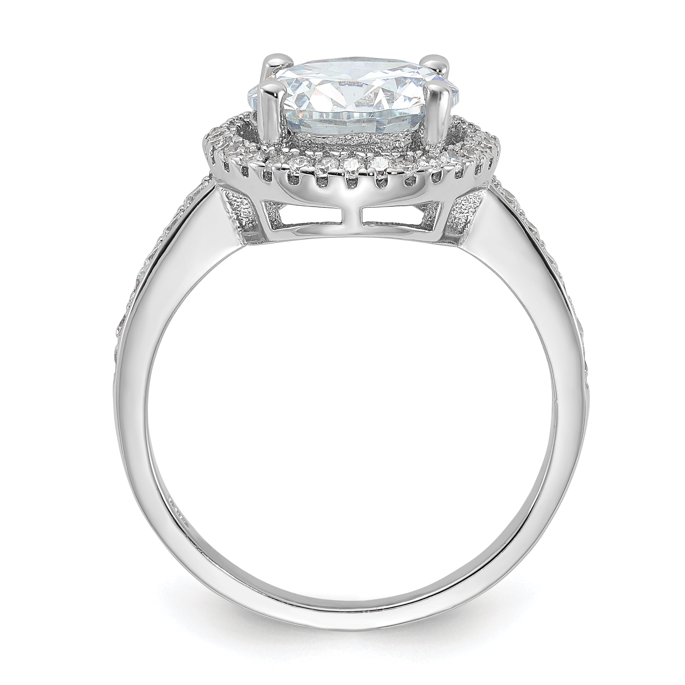 Sterlingsilber Rhodiniert 8mm Mittig Heiligenschein Zirkonia Ring