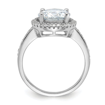 Sterlingsilber Rhodiniert 8mm Mittig Heiligenschein Zirkonia Ring