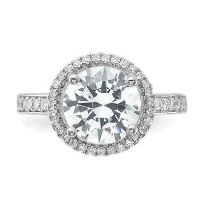 Sterlingsilber Rhodiniert 8mm Mittig Heiligenschein Zirkonia Ring