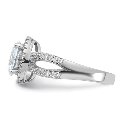 Sterlingsilber Rhodiniert Heiligenschein 8mm Mittig Zirkonia Ring