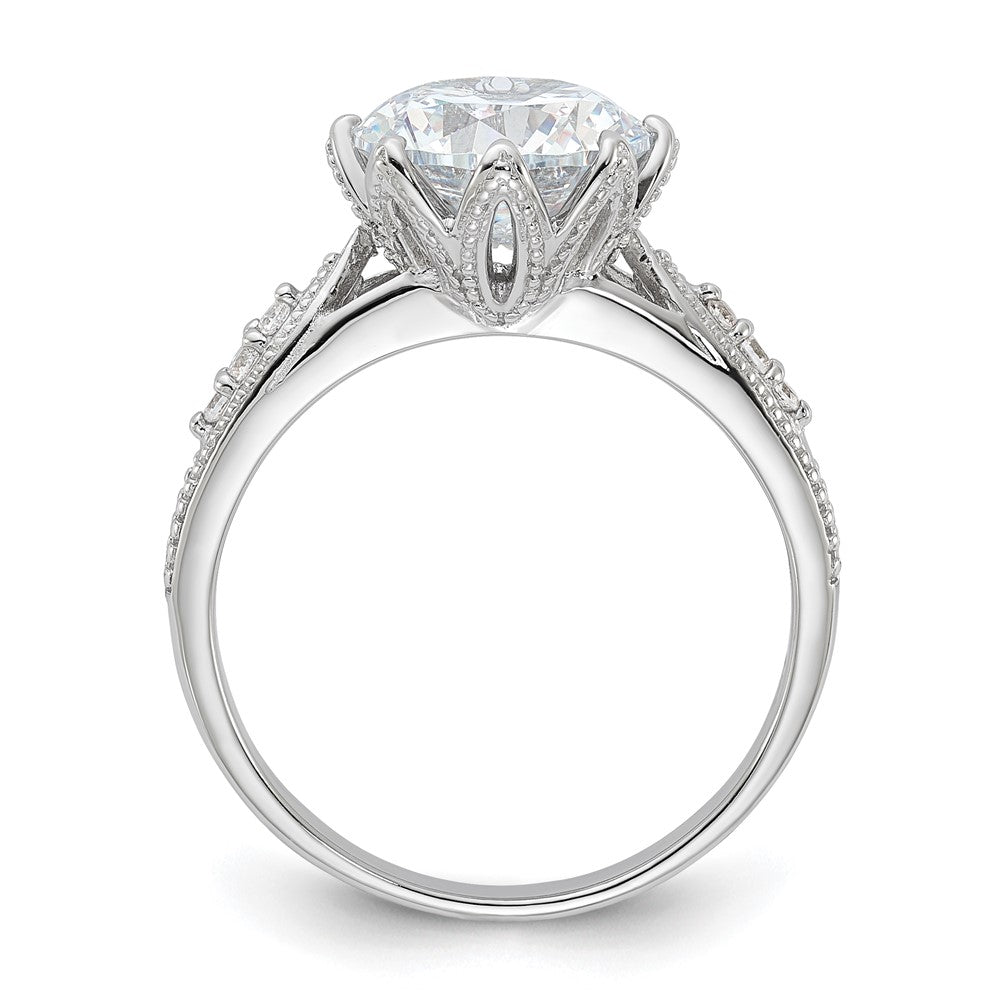 Sterlingsilber Rhodiniert 9mm Zirkonia Ring