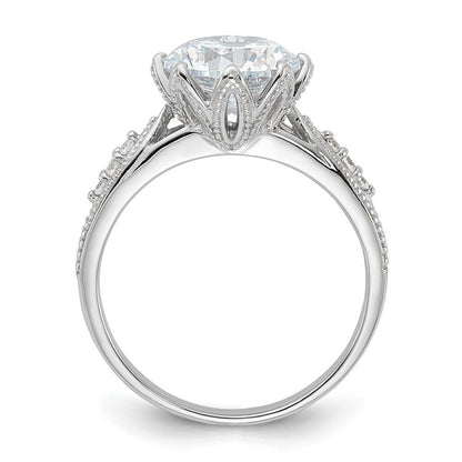 Sterlingsilber Rhodiniert 9mm Zirkonia Ring