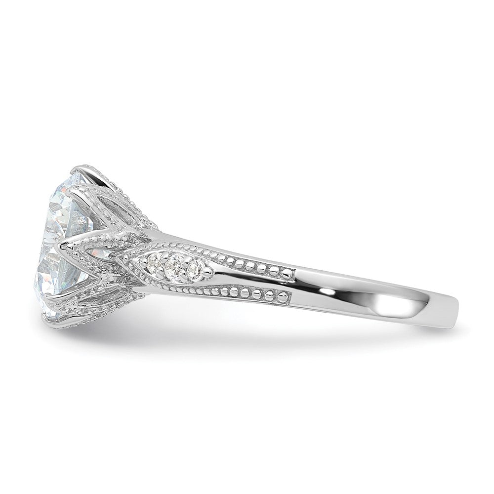 Sterlingsilber Rhodiniert 9mm Zirkonia Ring