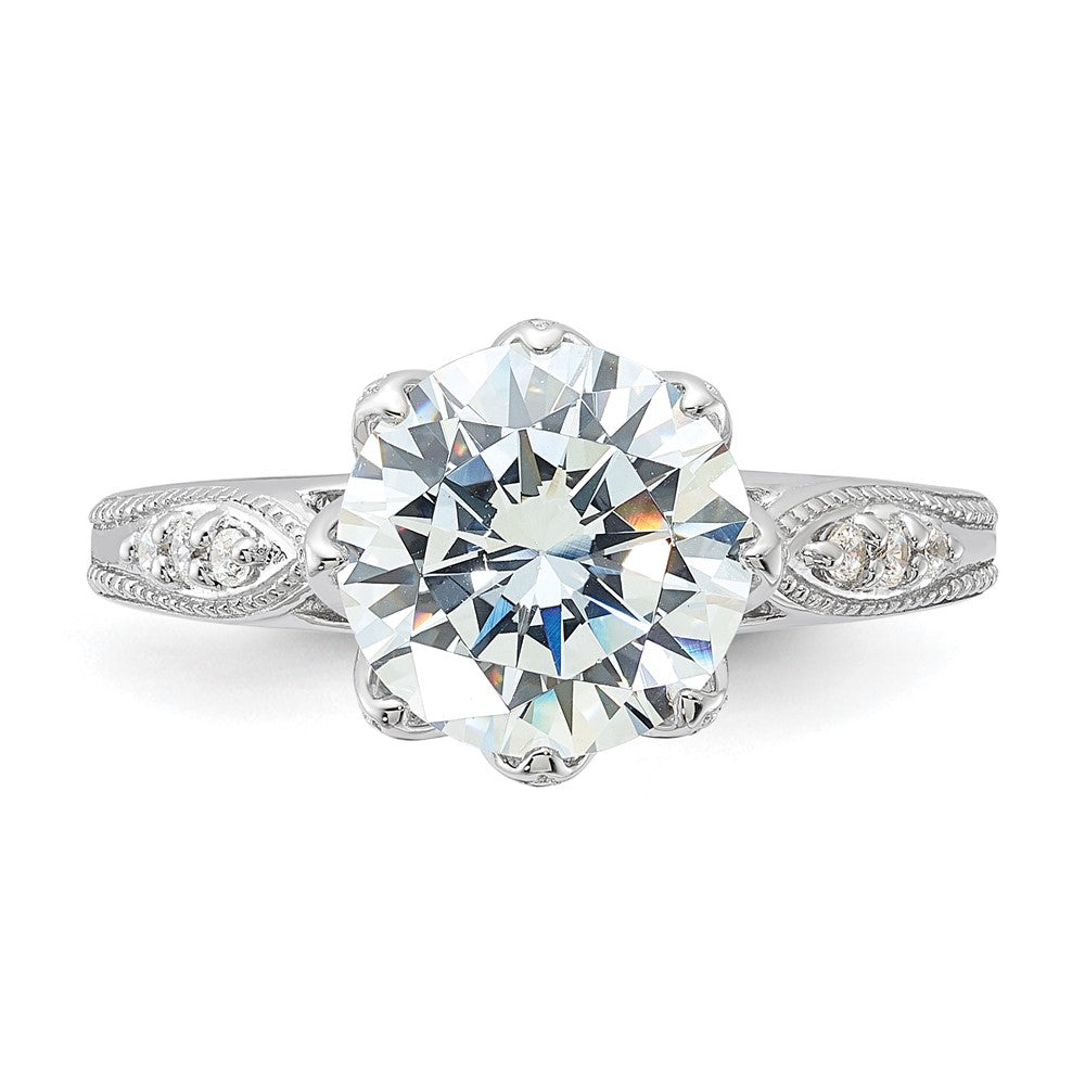 Sterlingsilber Rhodiniert 9mm Zirkonia Ring