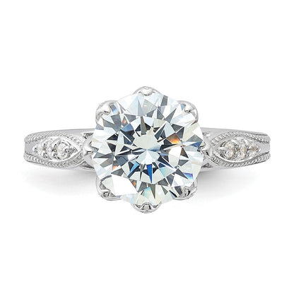 Sterlingsilber Rhodiniert 9mm Zirkonia Ring