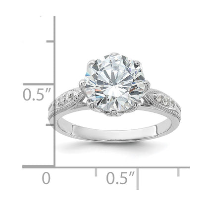 Sterlingsilber Rhodiniert 9mm Zirkonia Ring