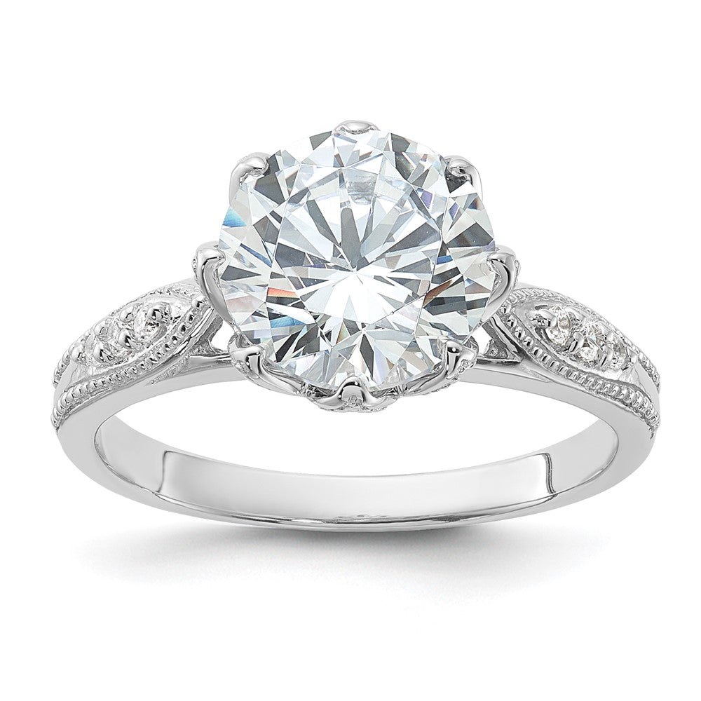 Sterlingsilber Rhodiniert 9mm Zirkonia Ring