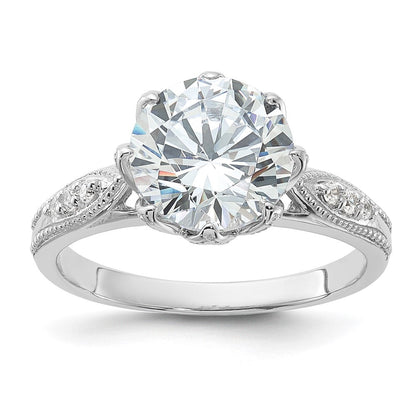 Sterlingsilber Rhodiniert 9mm Zirkonia Ring