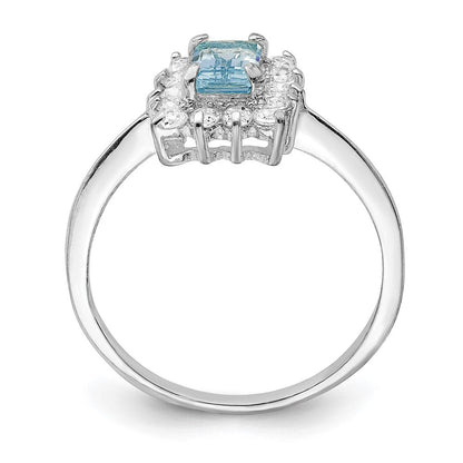 Sterlingsilber Rhodium Blautopas Ring (size 8 Nur)