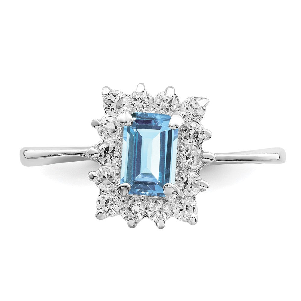 Sterlingsilber Rhodium Blautopas Ring (size 8 Nur)