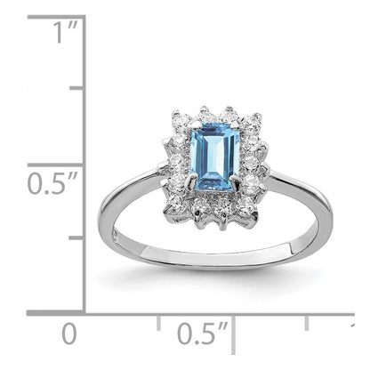 Sterlingsilber Rhodium Blautopas Ring (size 8 Nur)