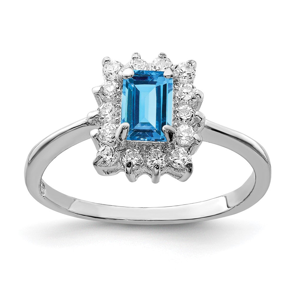 Sterlingsilber Rhodium Blautopas Ring (size 8 Nur)